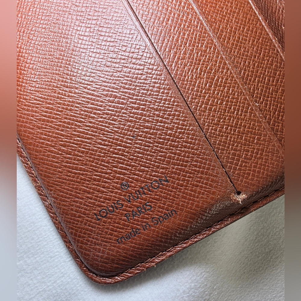 Vntg Louis Vuitton Monogram Compact Bifold Zip Wallet Made in Spain Brown Canvas - Picture 8 of 12